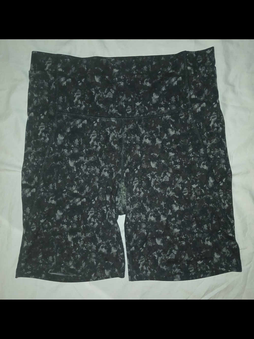 All in Motion Black Marble-Print High Waist Bike Shorts